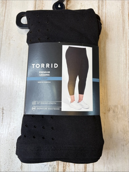 torrid Pants - torrid Black Crop Leggings with Laser-Cut Detail Plus Size 4X